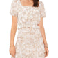 1. State Womens Printed Square Neck Cropped Branco Tamanho Médio