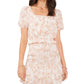 1. State Womens Printed Square Neck Cropped Branco Tamanho Médio