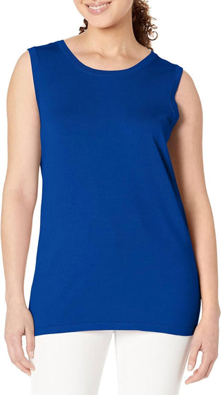 Multiples - Jewel Neck Solid Sweater Knit Tank Top