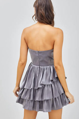 Do+Be - Vestido curto com ombros abertos e babados