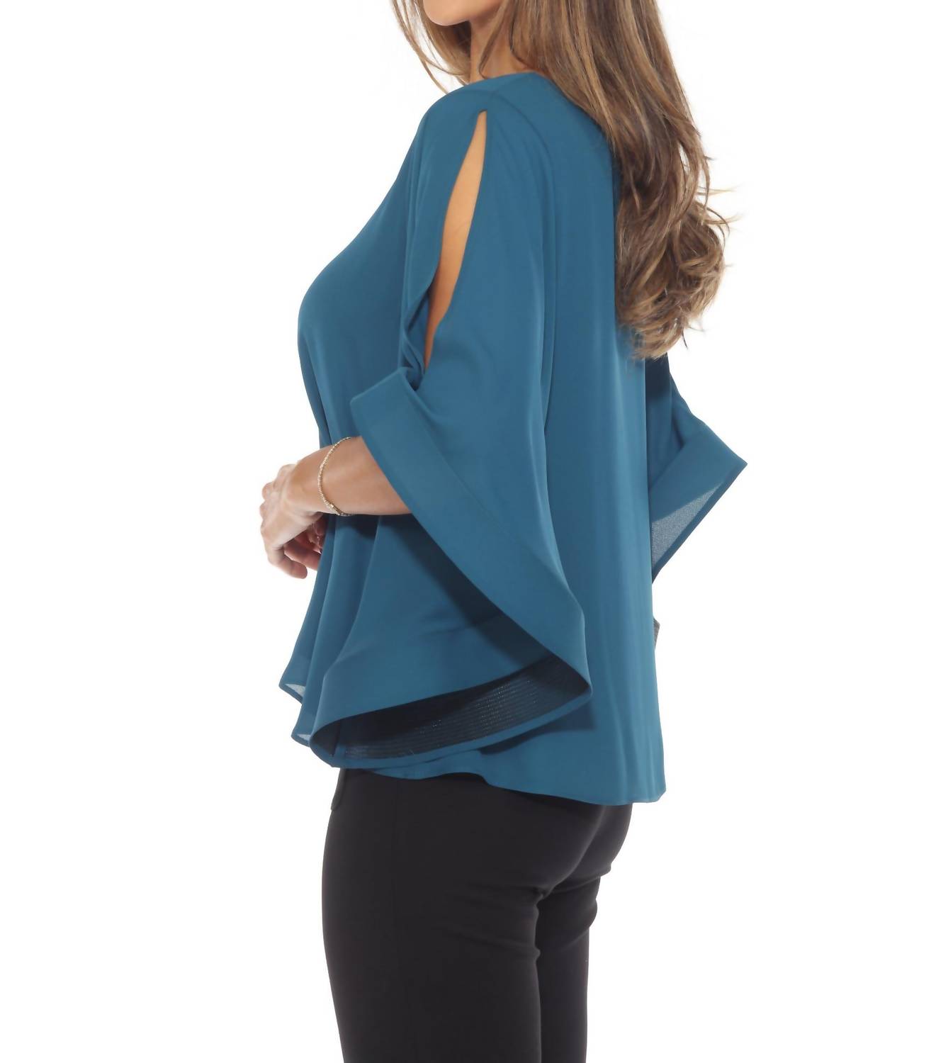 Joseph Ribkoff - Statement Slit Sleeve V-neck Relaxed Top