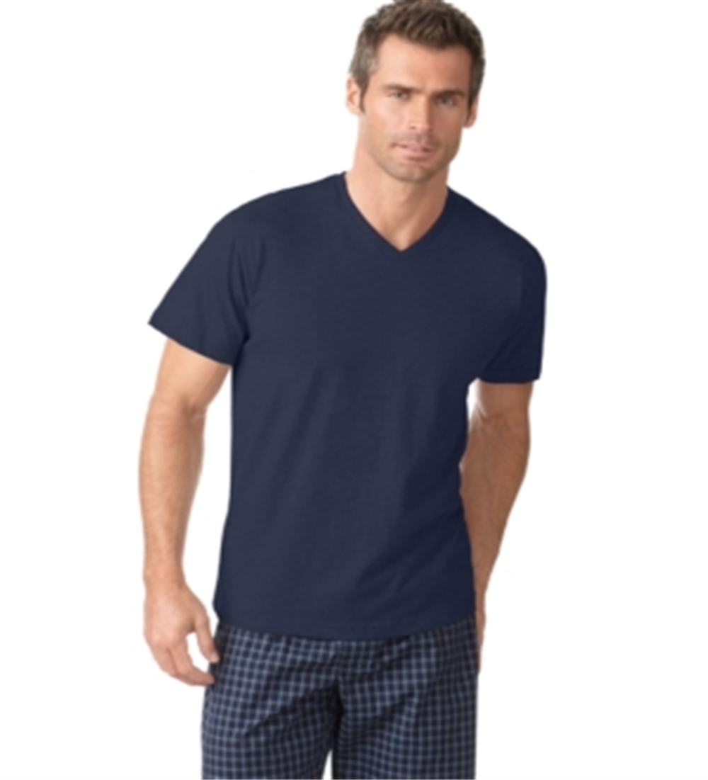 Camiseta masculina Alfani com decote em V, azul, tamanho XX-G