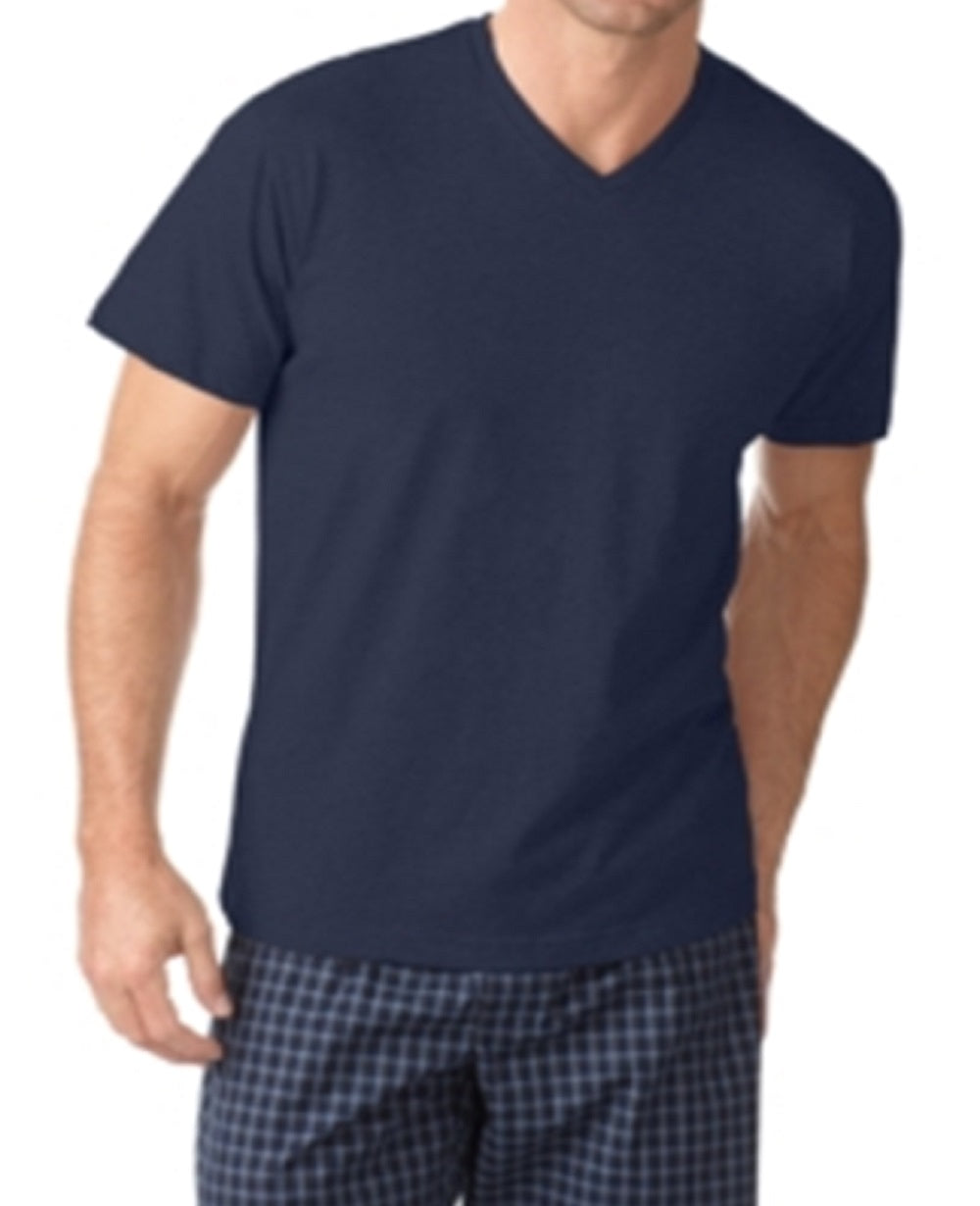 Camiseta masculina Alfani com decote em V, azul, tamanho XX-G