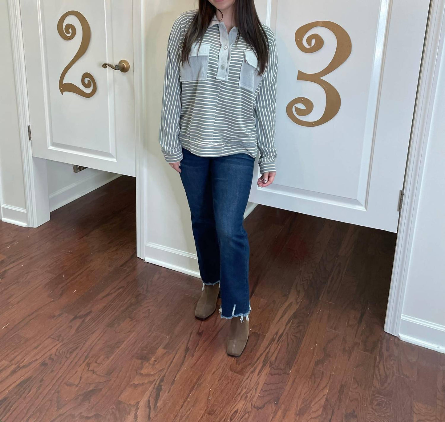Anniewear - Serene Striped Long Sleeve Top