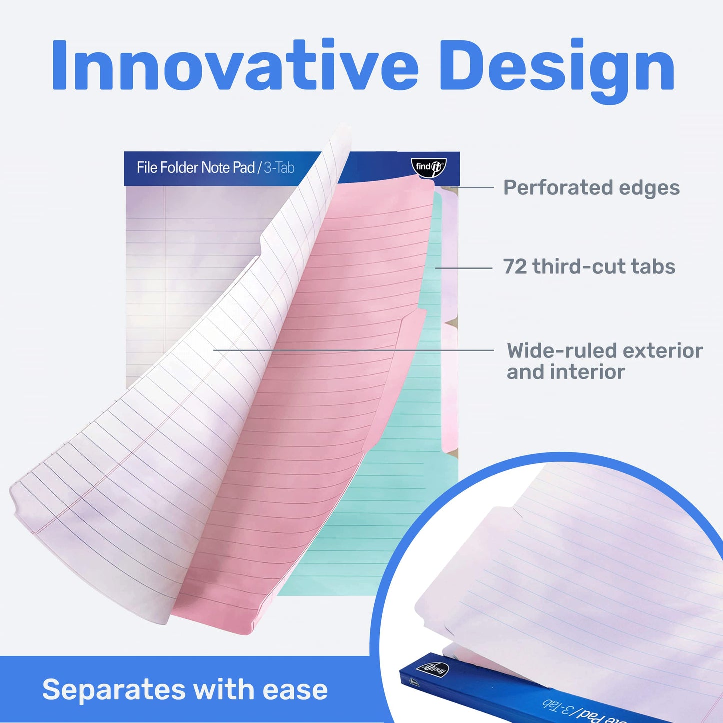 Bloco de notas para pasta de arquivo - Pacote com 12 