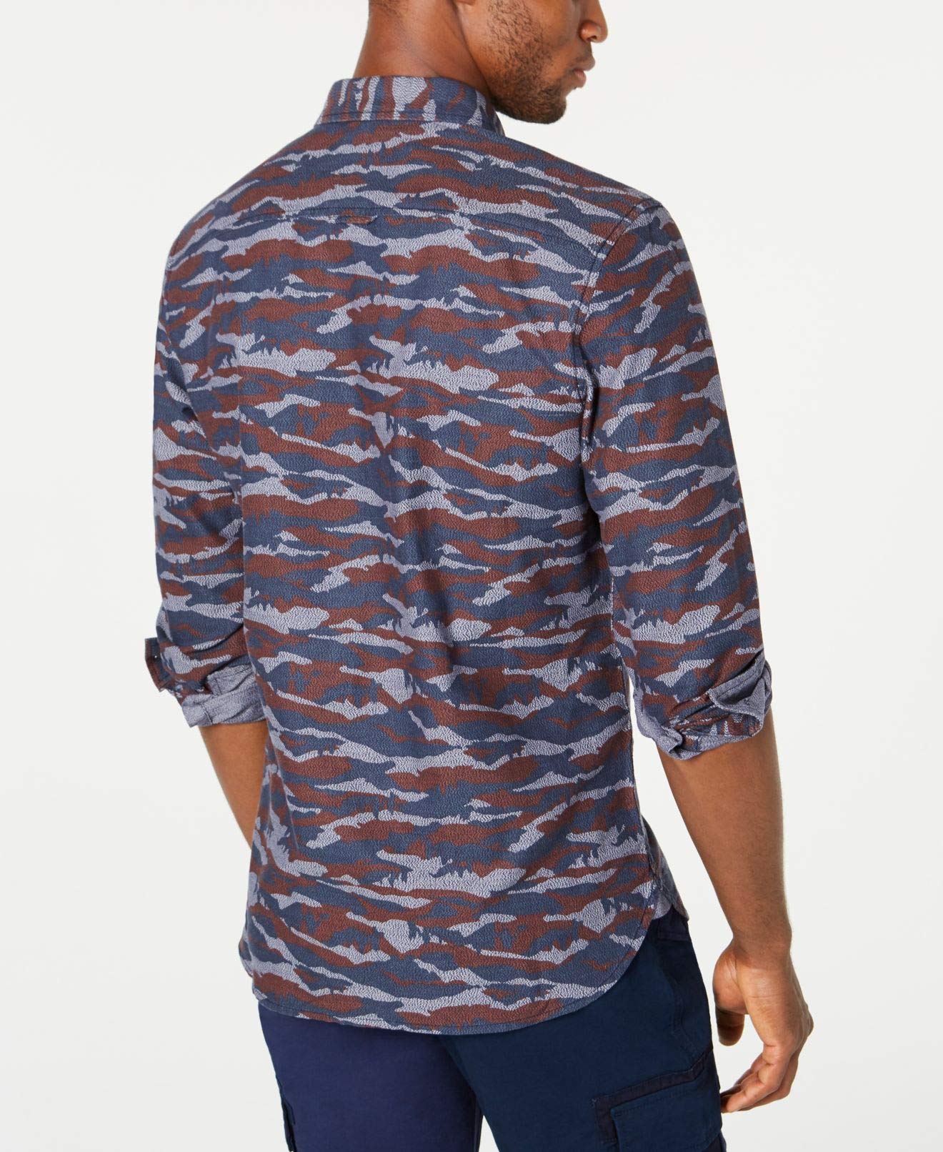 American Rag Mens Shirt Medium Camo Print Pocket Button Up Blue M