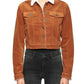 Jaqueta feminina Hidden Jeans de veludo cotelê com forro de sherpa, marrom, tamanho pequeno