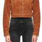 Jaqueta feminina Hidden Jeans de veludo cotelê com forro de sherpa, marrom, tamanho pequeno