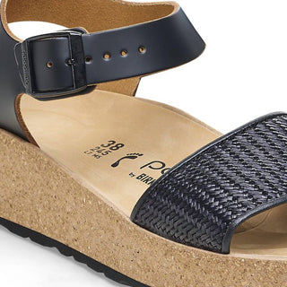 Birkenstock - Sandálias femininas de couro Glenda Raffia - Médias/Estreitas