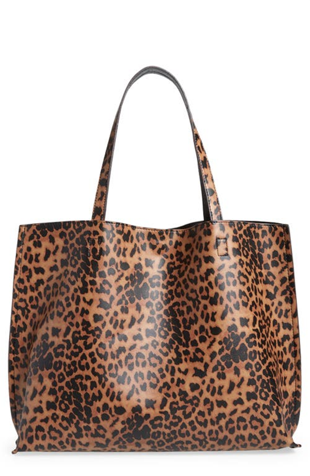 Bolsa tote reversível de couro sintético Street Level em leopardo/preto