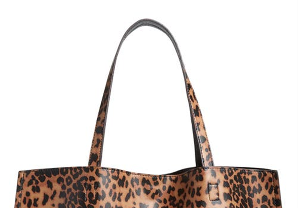 Bolsa tote reversível de couro sintético Street Level em leopardo/preto