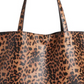 Bolsa tote reversível de couro sintético Street Level em leopardo/preto