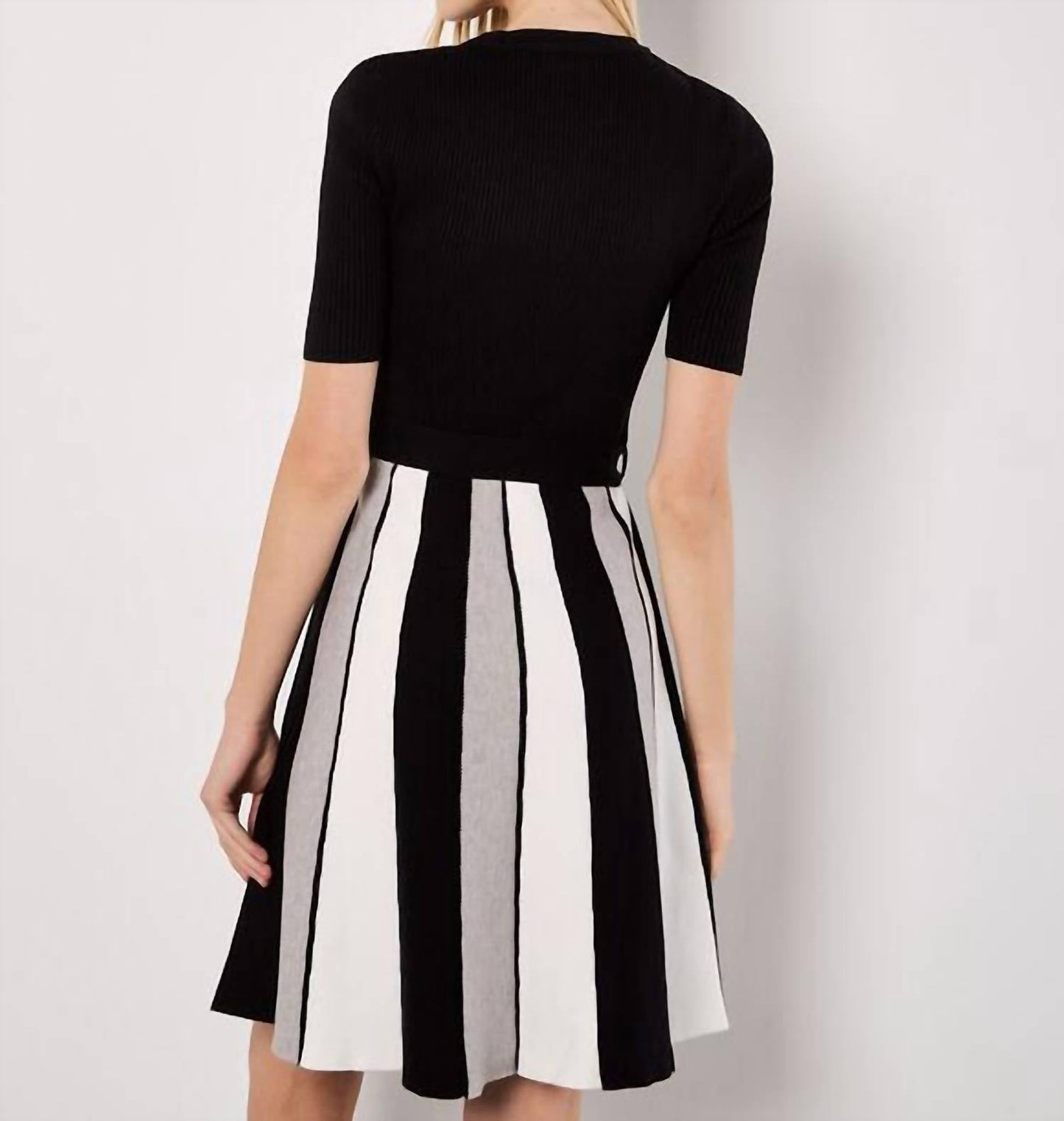 Apricot - Monochrome Stripe Knitted Mini Dress