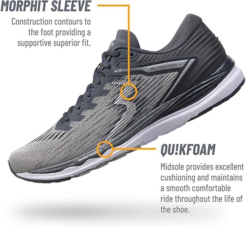 Tênis de corrida masculino 361 Degrees Sensation 4, cinza, tamanho 10,5 D(M) EUA