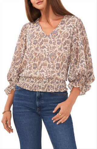 Blusa estampada 1.STATE, marrom marfim, tamanho G