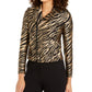 Anne Klein Women's Printed Jacquard Moto Jacket - Brown