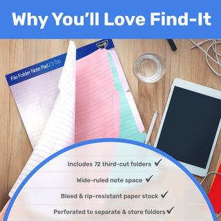 Bloco de notas para pasta de arquivo - Pacote com 12 