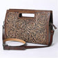 American Darling - Women's Hand-stained & Hand-tooled Leather Crossbody Clutch Bag