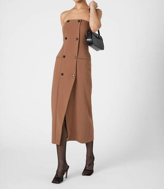 French Connection - AZRA TWILL STRAPLESS MIDI DRESS