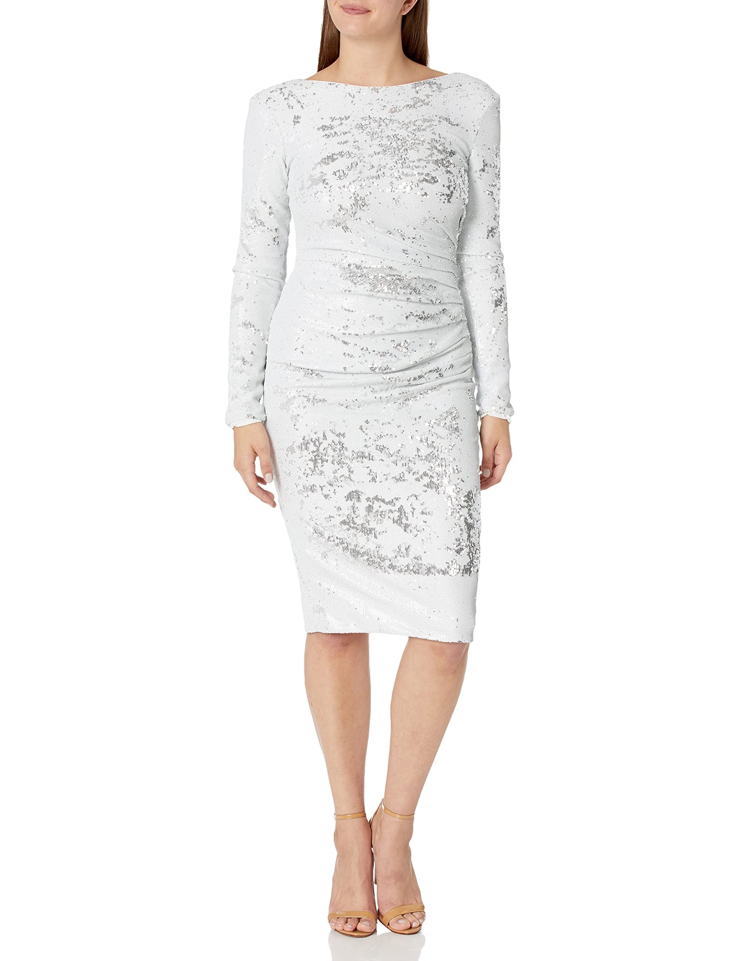 Dress the Population Women's Bodycon, White Multi, XXL