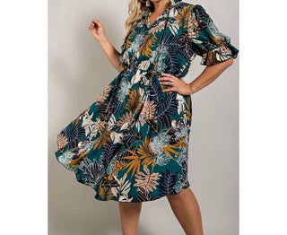 The Curve La - Fit N Flaire Self Tie Ruffle Neck Dress - Plus
