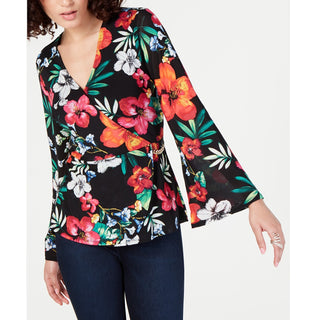 Blusa feminina Thalia Sodi com estampa tropical e sobrepeliz, tamanho 2, extra grande