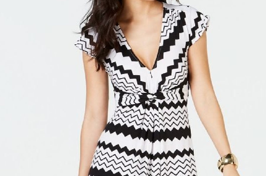 Vestido longo estampado feminino Thalia Sodi, preto/branco, tamanho pequeno