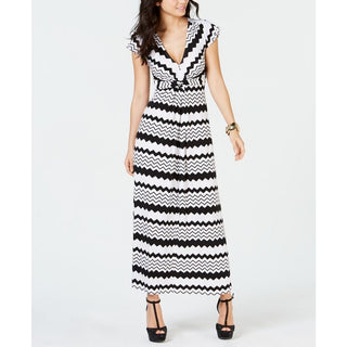 Thalia Sodi Women's Printed Maxi Dress Black/White Size Extra Large