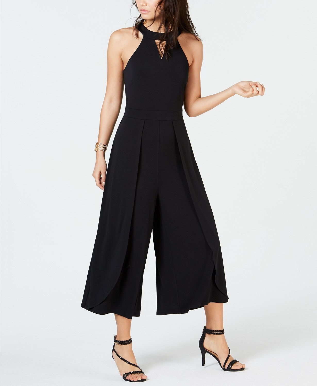 Macacão feminino Thalia Sodi de perna larga, preto, tamanho pequeno