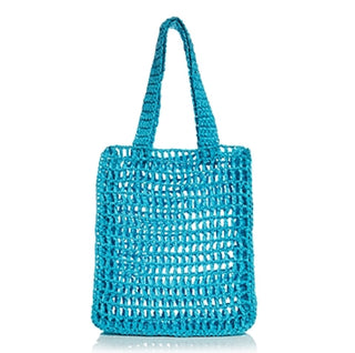 Bolsa tote feminina de crochê Aqua azul
