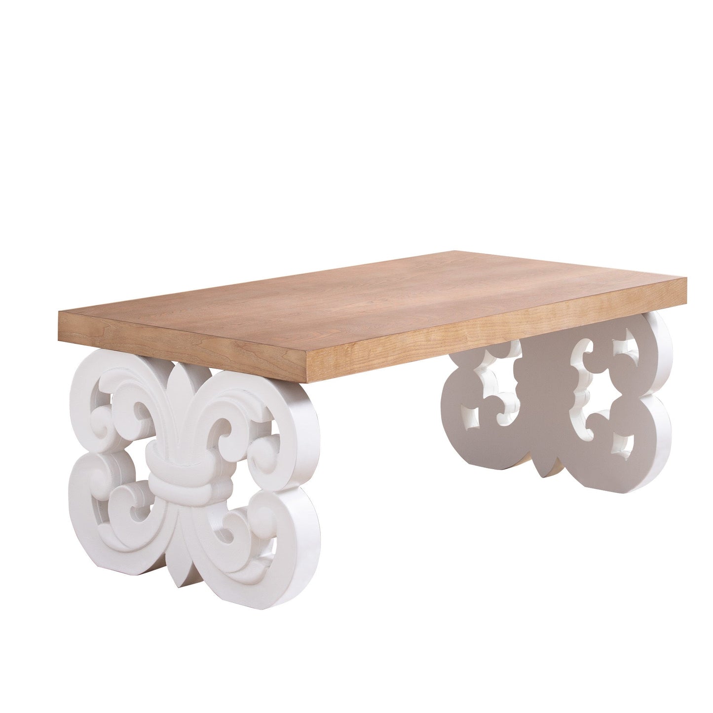 Ornate Wood Coffee Table – 47" Rectangular Farmhouse Style Table