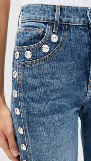 Veronica Beard - Calça jeans reta Dylan com cintura alta e tornozelo