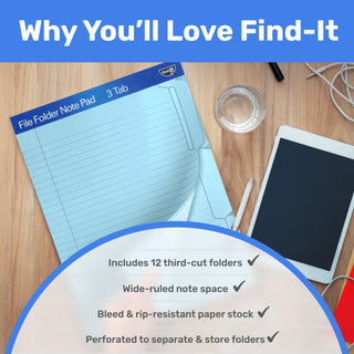 Bloco de notas para pasta de arquivo - Pacote com 12 