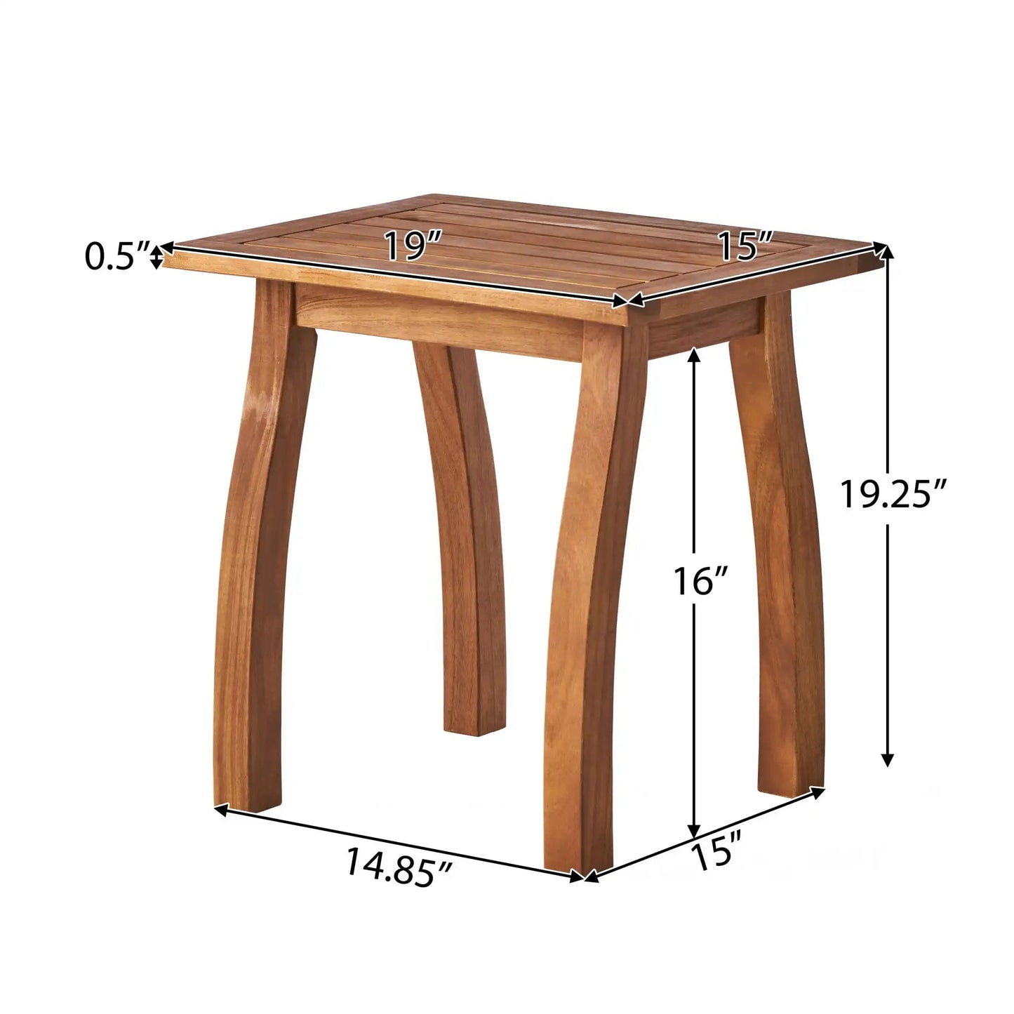 Kinesis Outdoor Side Table With Slatted Top and Wood Frame