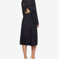 Vestido plissado com costas abertas e estampado Avec Les Filles para mulheres, preto, tamanho 6