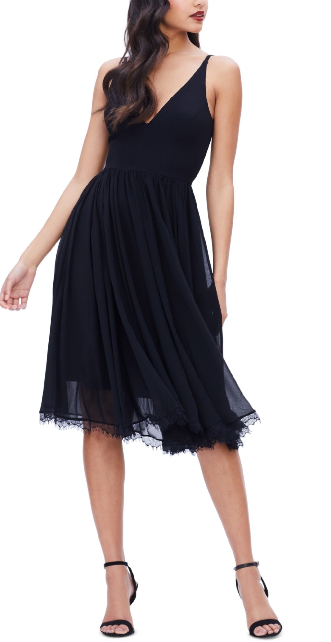 Vestido Midi Alicia Mixed Media Feminino Dress The Population Preto Tamanho Médio