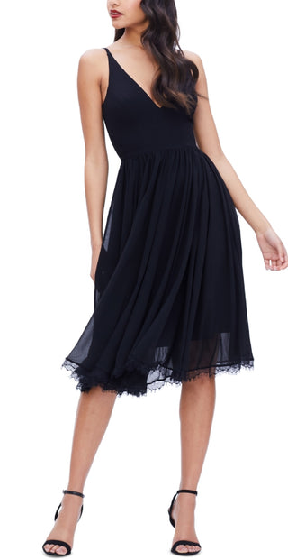 Vestido Midi Alicia Mixed Media Feminino Dress The Population Preto Tamanho Médio