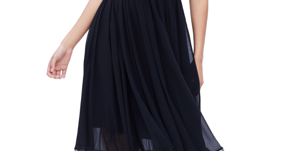 Vestido Midi Alicia Mixed Media Feminino Dress The Population Preto Tamanho Médio