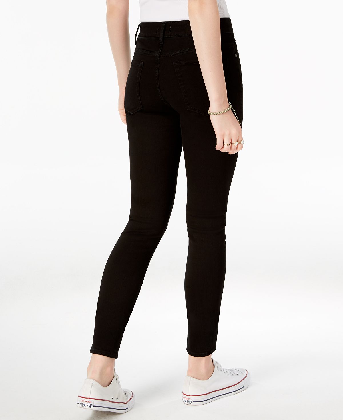 Calça jeans skinny feminina Alice de cintura alta M1858, preta, tamanho 32x32