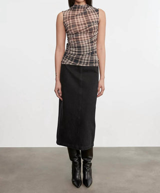 Enza Costa - Plaid Mesh Sleeveless Twist Top