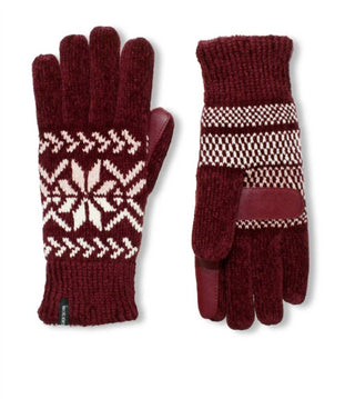 Isotoner - Luvas de chenille femininas com flocos de neve