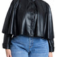ELOQUII Women's Plus Size Faux Leather Cape Jacket - 14, Black Onyx