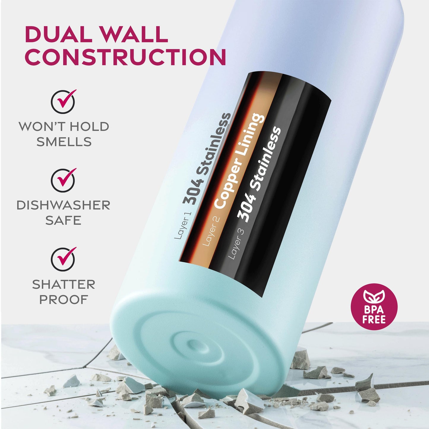 Garrafa de água esportiva térmica com canudo 