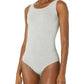 Yummie Women's Ruby Cotton Seamless Shaping Full Back Bodysuit, Grey & White Stripe, Small/Medium