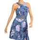 City Studio Womens Floral Glitter Halter Dress Blue 1