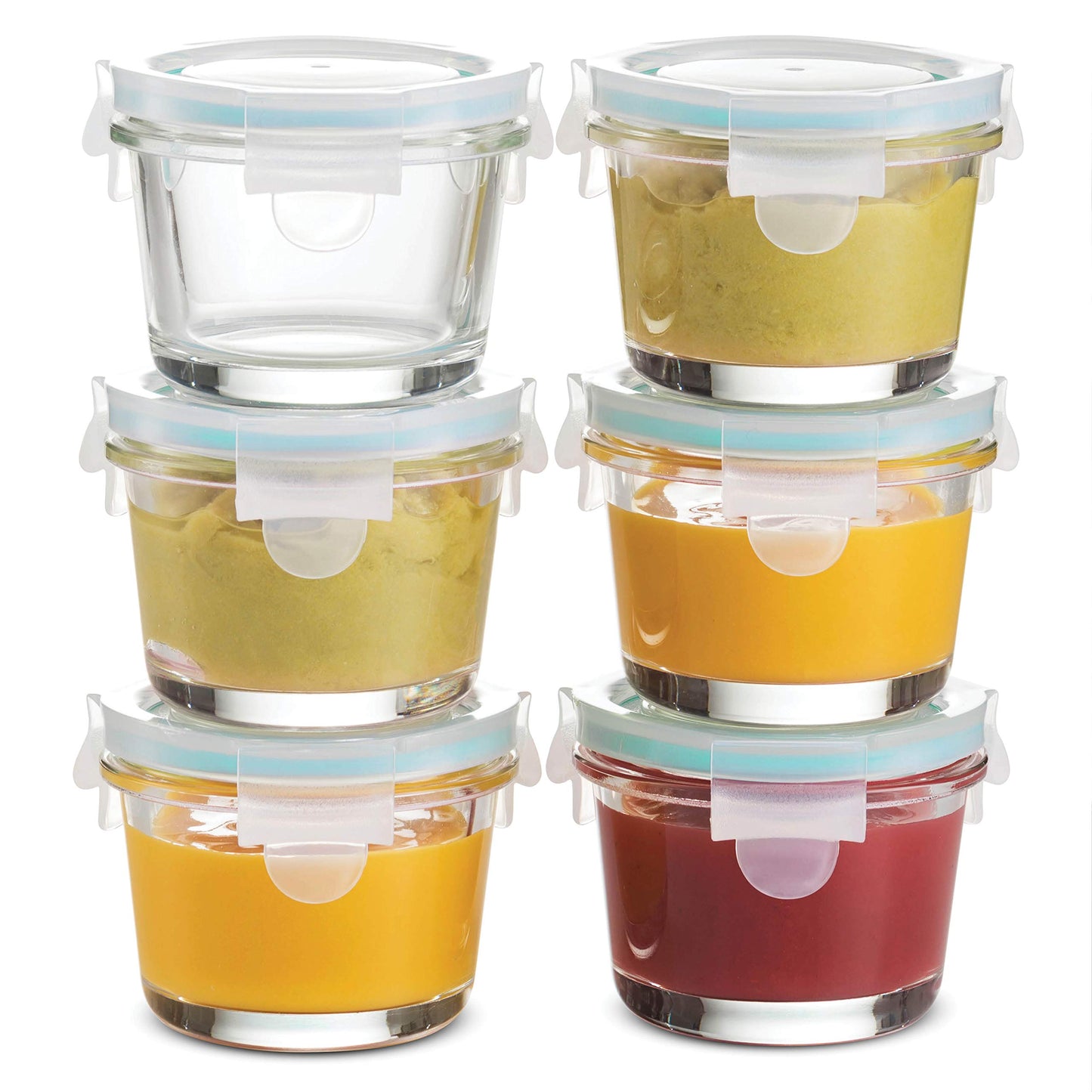 Recipientes de vidro para alimentos de 4 oz - conjunto de 6 peças 