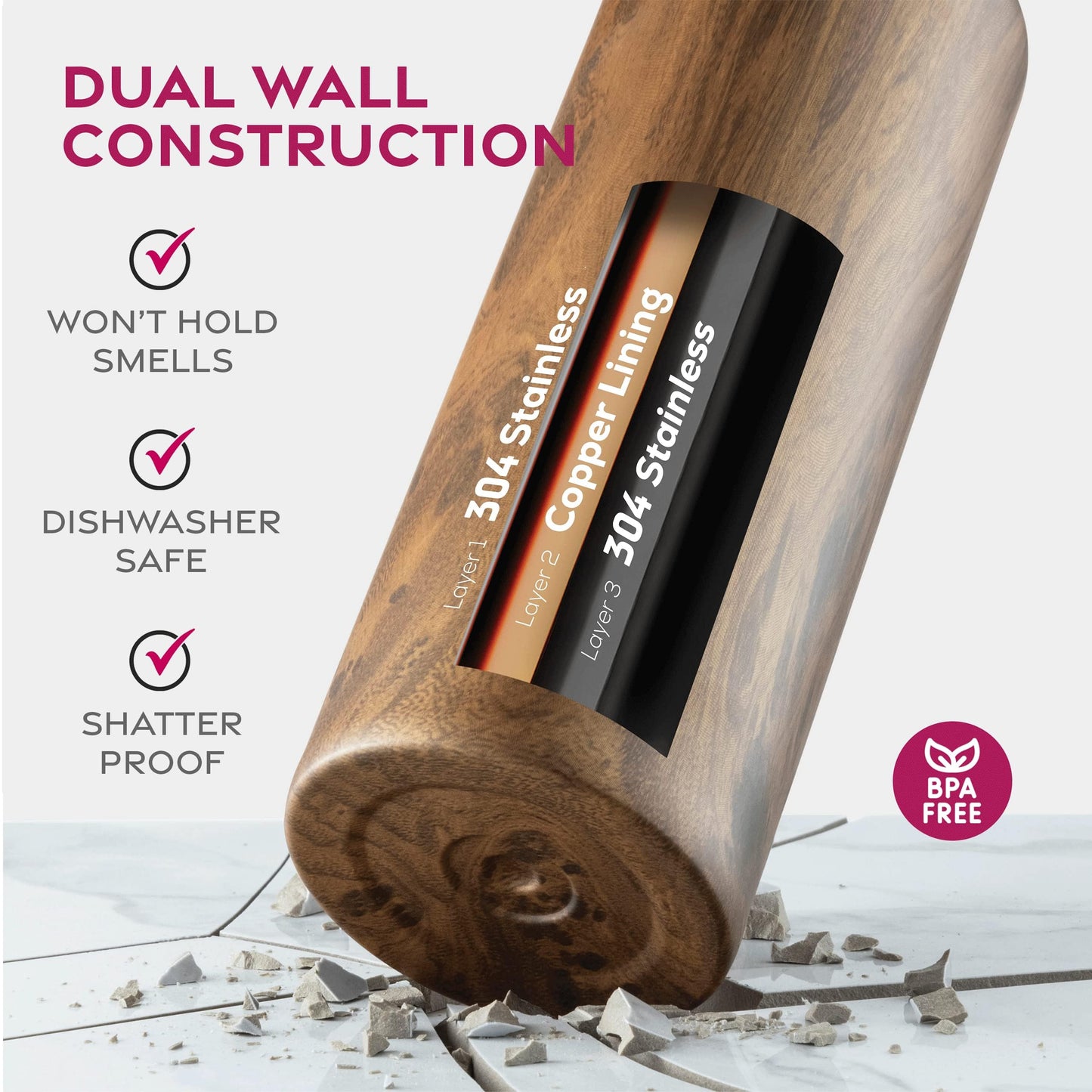 Garrafa de água esportiva térmica com canudo 