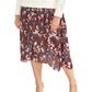 RACHEL Rachel Roy Womens Burgundy Floral Midi A-Line Skirt Plus 1X