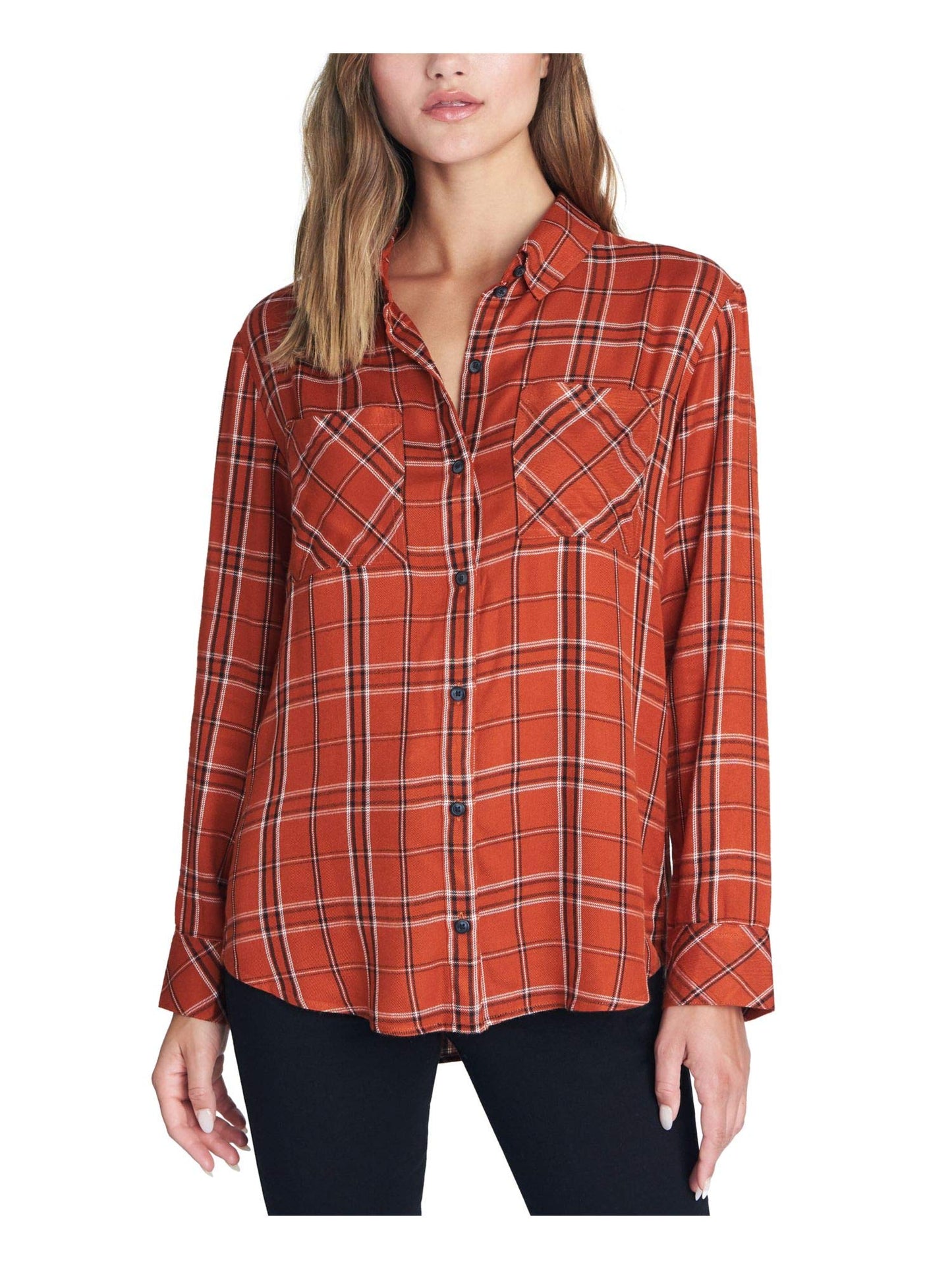 Blusa Boyfriend Xadrez Nova Geração Feminina Sanctuary Laranja M