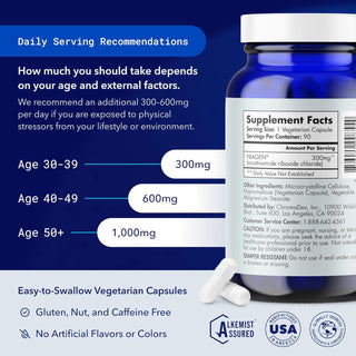 TRU NIAGEN Patented NAD+ Supplement for Anti Aging and Cell Regeneration, 300 mg Niagen, 90 Servings | Supports Cellular Energy, Brain, Muscle | Nicotinamide Riboside (NR) Take 1 Daily | 1 Bottle